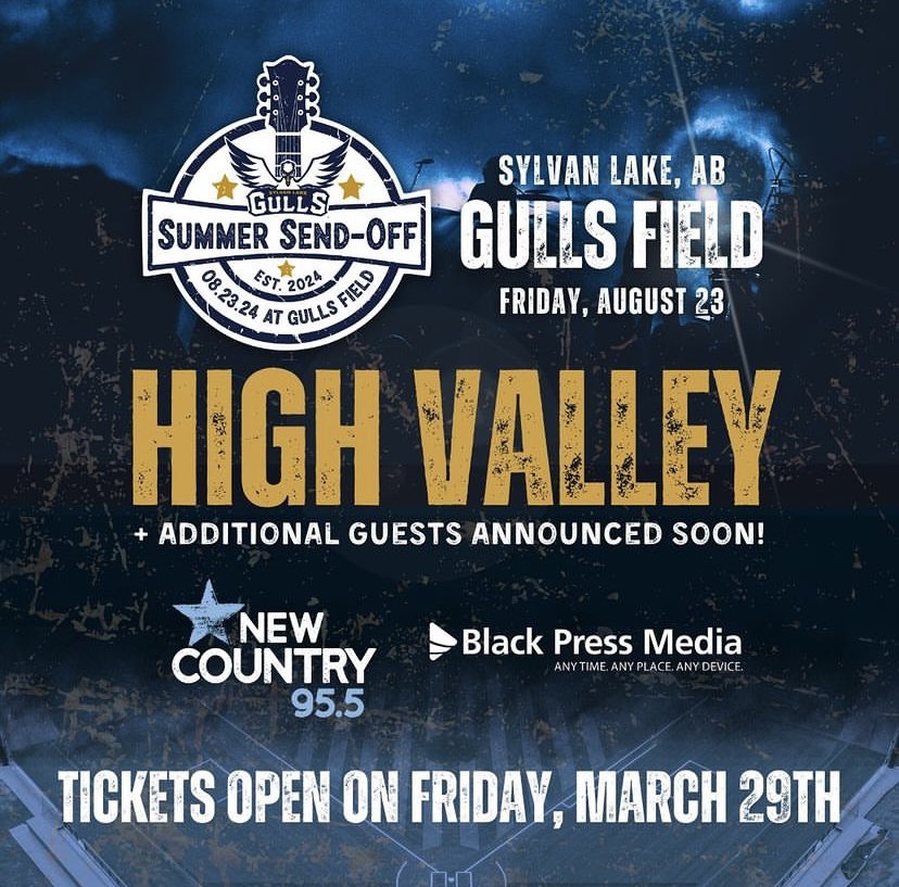 Did someone say Summer Send-Off?☀️🎶🎸

The brand new music festival at Gulls Field features High Valley as the headliner with more acts being announced soon! 

Tickets go on sale March 29th at noon 🎟️
