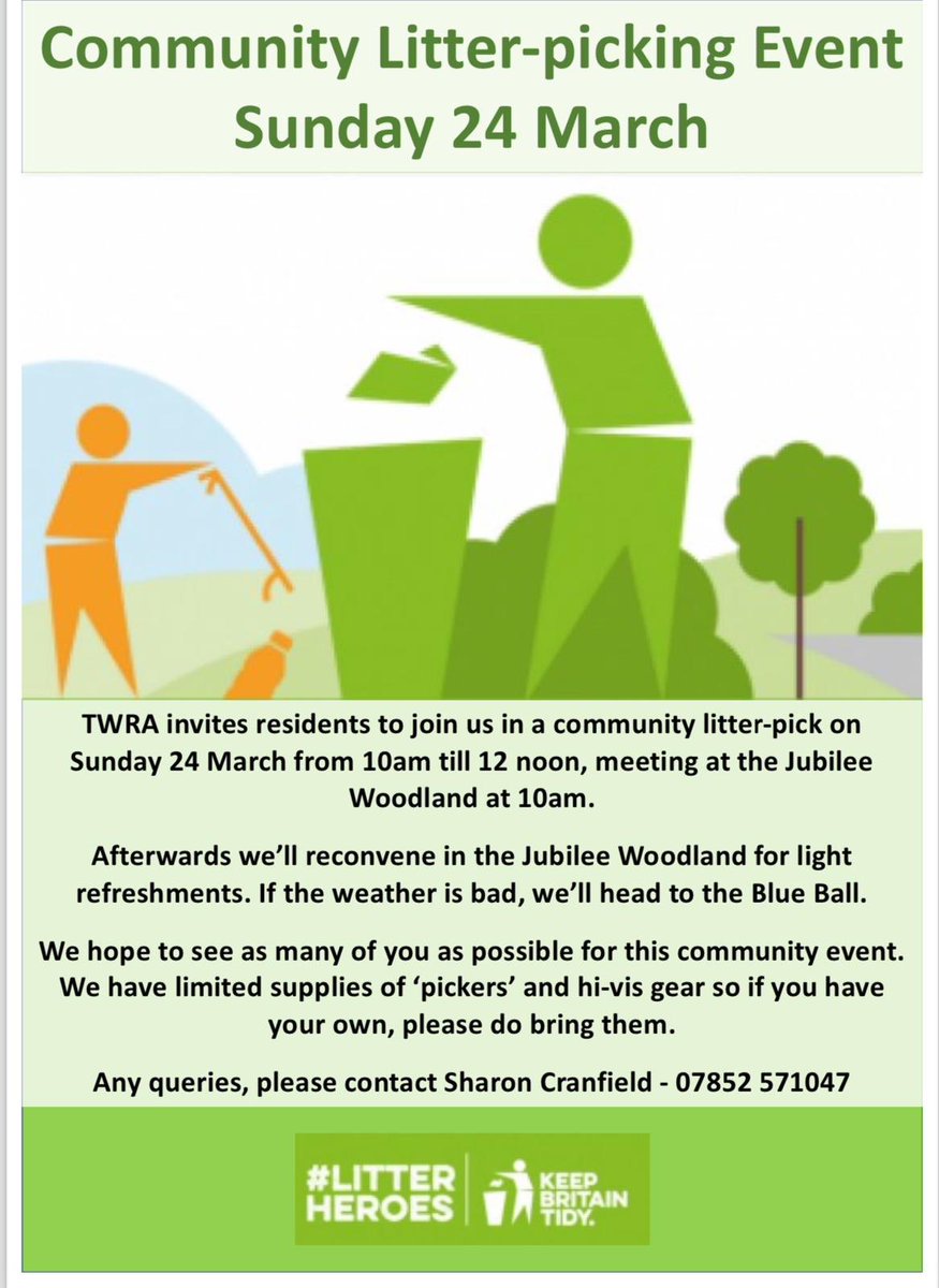 Tomorrow, 10am at the Jubilee Woodland in Tadworth Village, please join us @TadworthWalton to support our Community effort to help out in the @KeepBritainTidy Spring Clean 2024 #GBSpringClean #Litterpicking is a fun activity for the whole family #LoveWhereYouLive🌸🐝