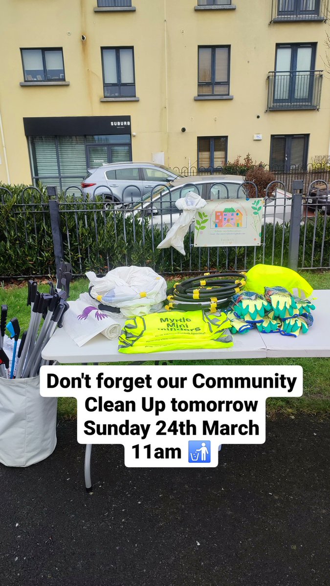 Don't forget our Community Clean Up tomorrow at 11am, meeting on the main green at Myrtle! See you there 🚮