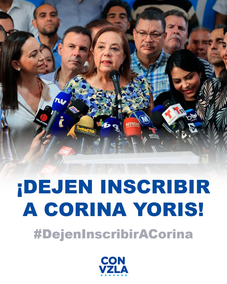 partidoUNT's tweet photo. La MUD y UNT tenemos tarjetas habilitadas para inscribir al candidato unitario, pero el Gobierno se niega a permitirlo. Aquí decide Venezuela #DejenInscribirACorina https://t.co/ACBLGaHK6d