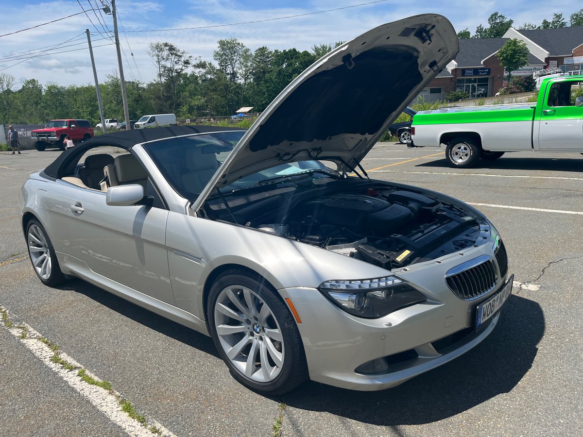 #caroftheday 2008 BMW 650i Convertible, 5.0L V10, 500 HP, 383 ft-lbs torque, automated manual sequential transmission. I took this photo at the Manheim Auction Car Show in Sackville, Nova Scotia 2023 #carguycalvin