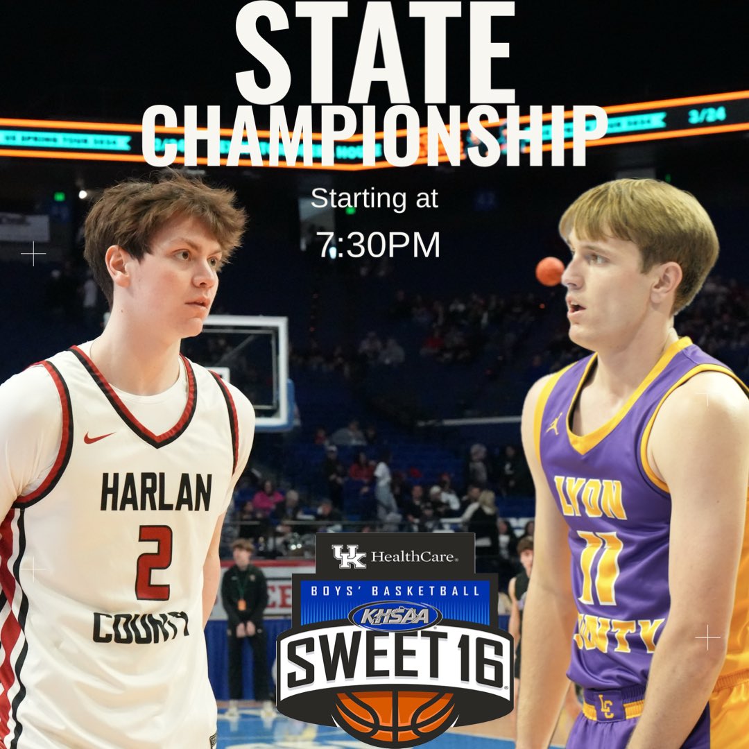 Mints2u29's tweet photo. KHSAA BOYS STATE CHAMPIONSHIP 7:30pm
Lyon County Lyons
vs
Harlan County Black Bears
#NextUpRecruits
#KYSPORTSTV
#KY4KY https://t.co/OD4thBIrw2