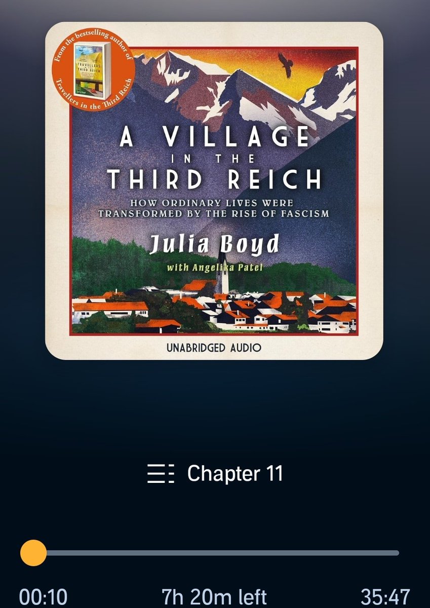 Current book: 
A Village in the Third Reich - How ordinary lives were transformed by the rise in Fascism.  By Julia Boyd. 

Oberstdorf: a picturesque Bavarian village under Nazi rule... the changing & conflicting loyalties, aspirations & desires...