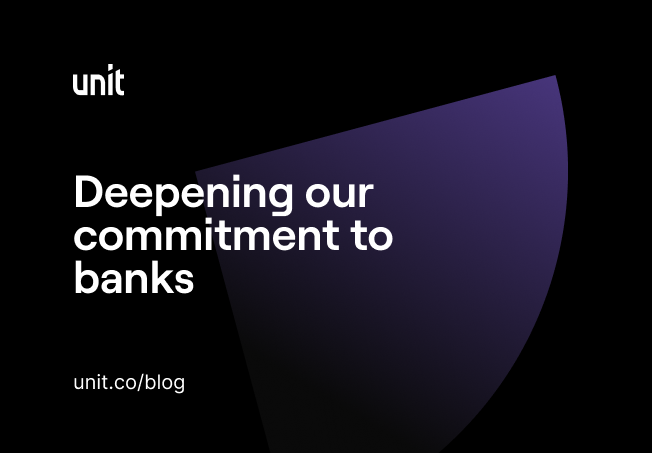 We’re deepening our commitment to banks 🤝 The last few years have brought robust growth and important learnings for our platform. In this blog post, Unit CEO @itaidamti outlines what we’ve learned, how we operate today, and how we’re evolving. unit.co/blog/deepening…
