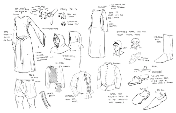 Studying 1300s nordic clothing to make educated and accurate art of laios… kinda feeling like why do I do this to myself but also feeling like damn I'm so clever and cool 