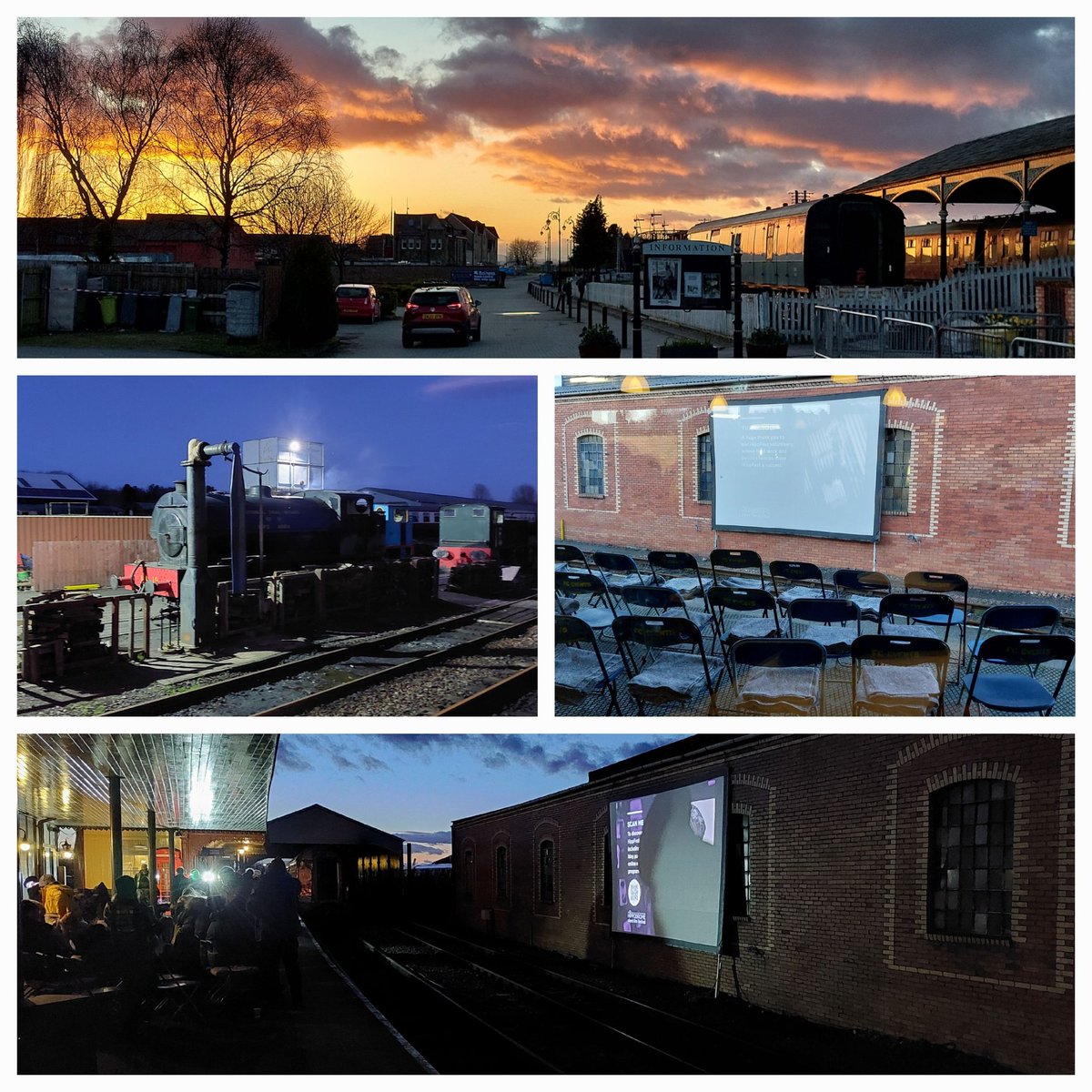 Great evening in Bo'ness @HippFestScot Silent Film Festival. 1929 film, The Flying Scotsman. Huge thanks to @bonessrailway as we sat on the platform and watched the film on a screen across the tracks. Live piano music for first half, then sound. (Hybrid film from 1930.)