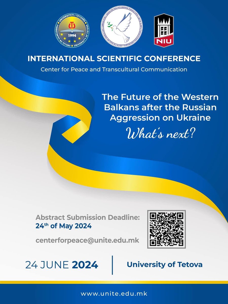 @ivanastradner @tanyadomi ...
📣 Join us for an insightful conference call!
📌 Save the date: 24th June 2024
✉️ centerforpeace@unite.edu.mk

#ConferenceCall #Networking #SaveTheDate