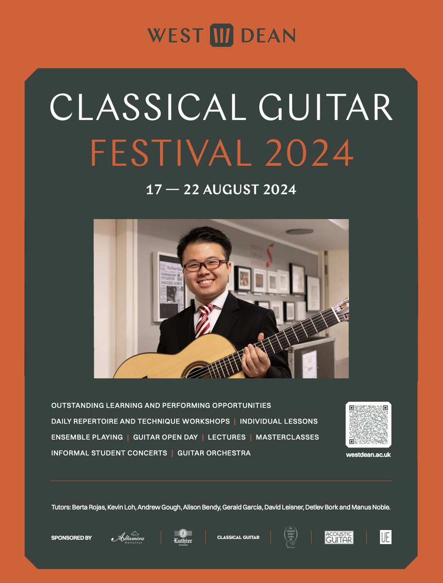 Registration for the @westdeancollege Guitar Festival Open Day 2024 is now live! westdean.ac.uk/events/guitar-… The Open Day is a special one-day all-access pass to the week-long West Dean Guitar Festival, ending with a recital by yours truly on Sunday, the 18th of August, at 6 PM!