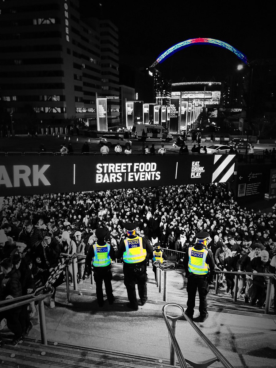 #BTPOSU at @wembleystadium for the conclusion of the @England vs @CBF_Futebol #Football game. Please travel safely and if you need us Text on 61016 Call 0800405040 #SeeItSayItSorted