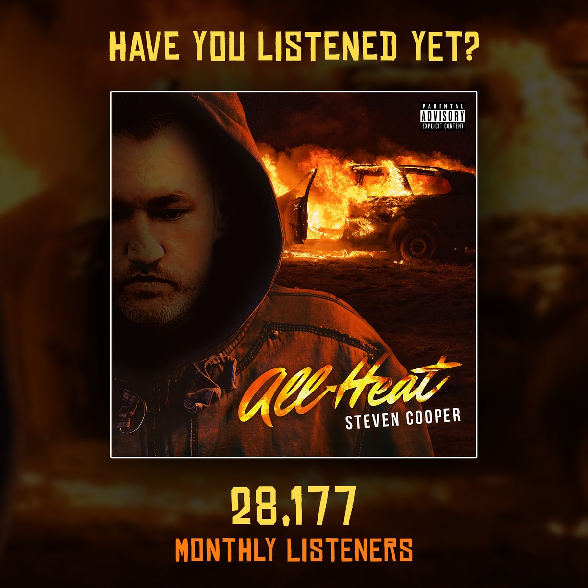 28,177 listeners on the new album 'All Heat' in it's first month!!! That's a record for me. 🥂 Get it above 30,000 and I'll announce a surprise.