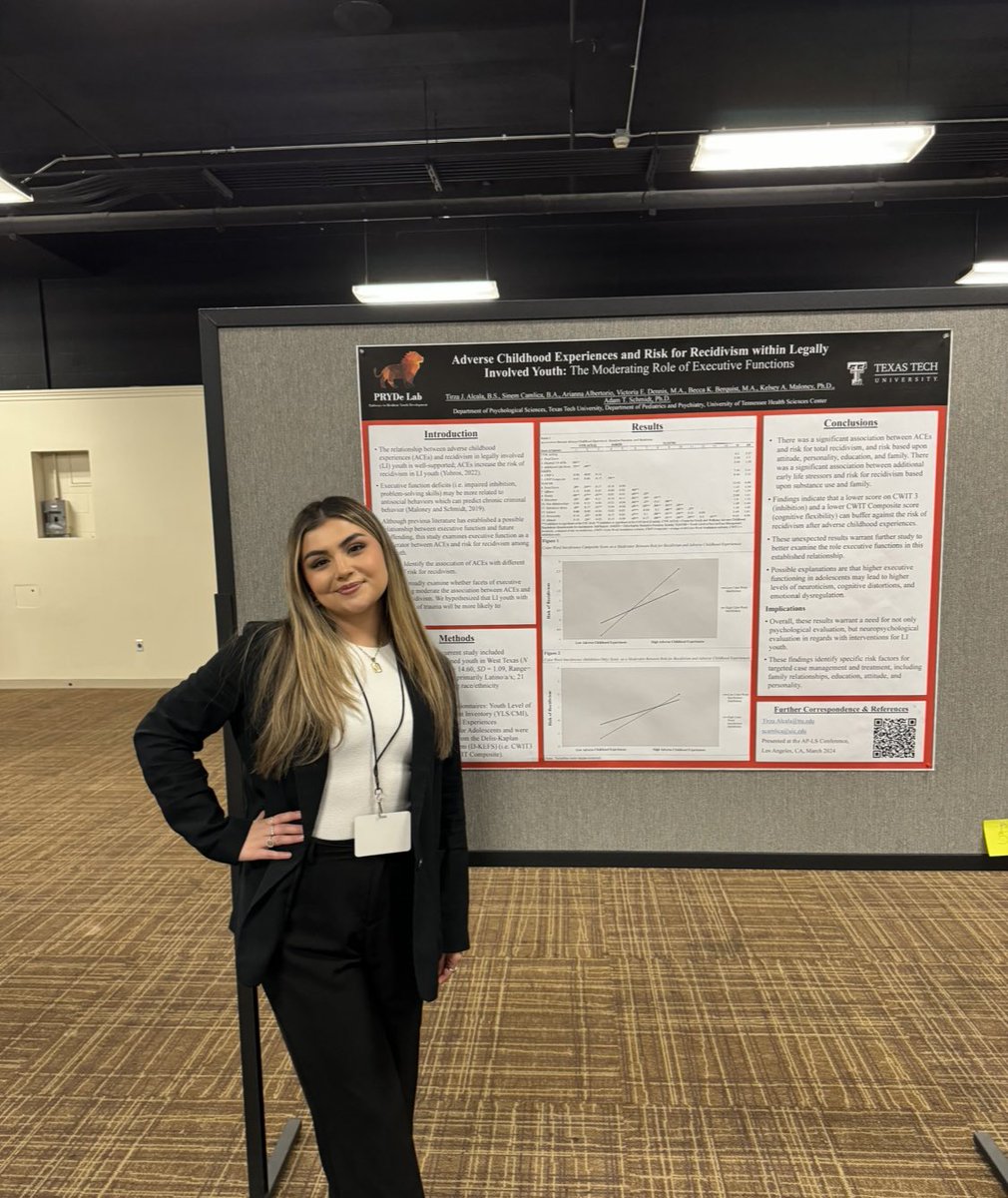 Tirza_Alcala's tweet image. #APLS2024 was incredibly informational and a blast! I got to present my poster involving ACEs, recidivism, and executive function and enjoyed all the intellectual conversation!