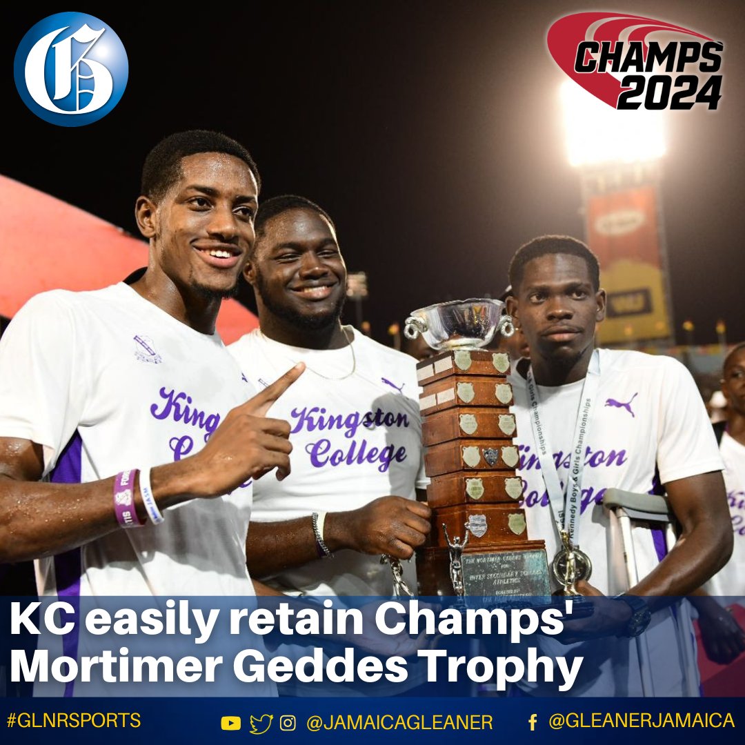 #Champs2024: Kingston College won the boys' title at the ISSA/GraceKennedy Boys and Girls' Athletics Championships at the National Stadium tonight. Read more: jamaica-gleaner.com/article/sports… #GLNRSports