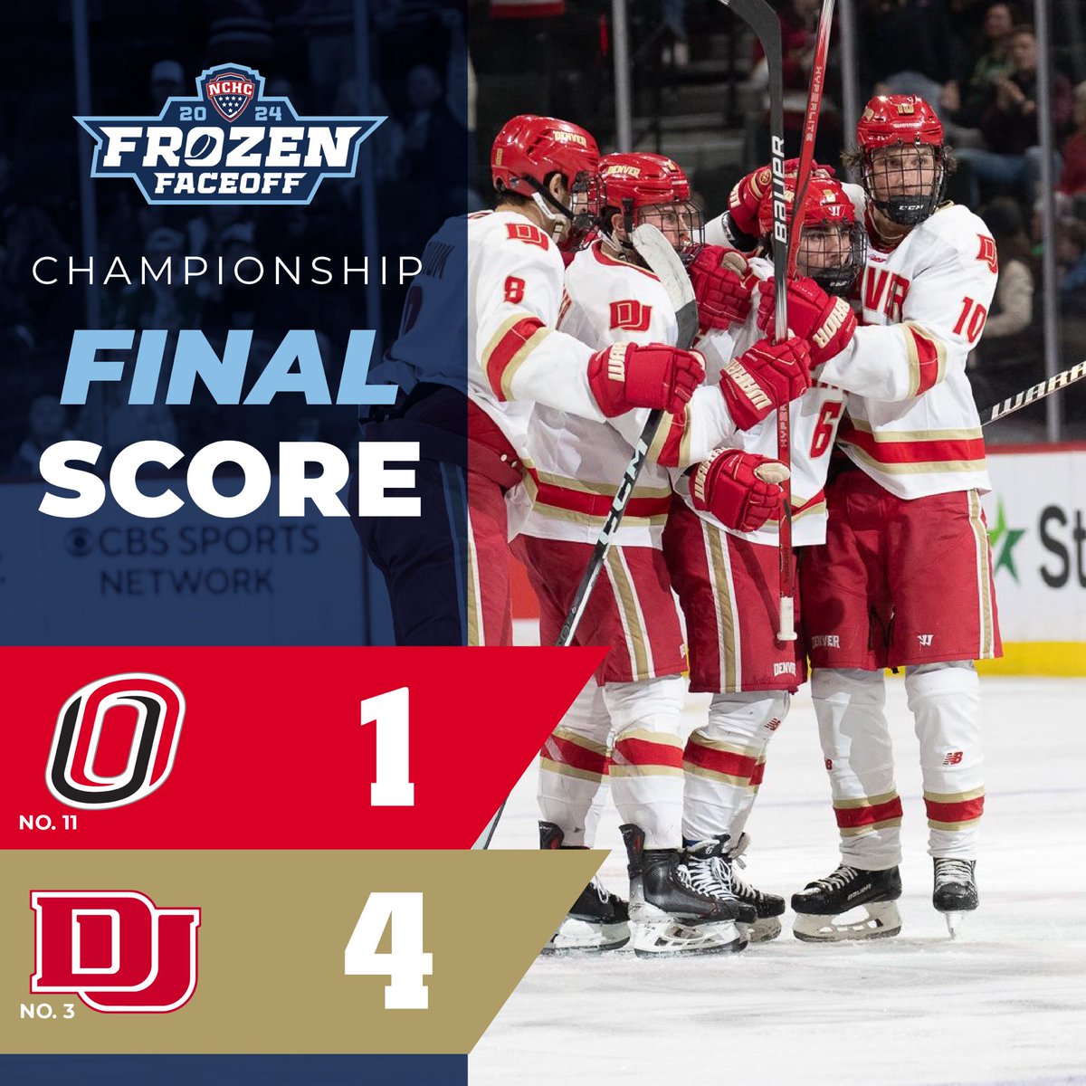 DU downs Omaha for its first #FrozenFaceoff title since 2018! #NCHChockey // #GoPios