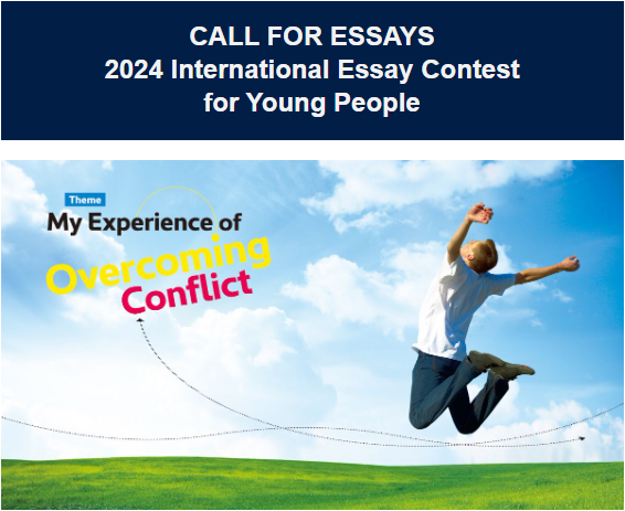 🌟 Calling all youth worldwide! Participate in the 2024 International #EssayContest by the Goi #Peace Foundation. Share your #conflictresolution journey, win cash prizes, and inspire global change.
Deadline: June 15

Apply now: shorturl.at/asMV2

#Sustainability🕊️✍️