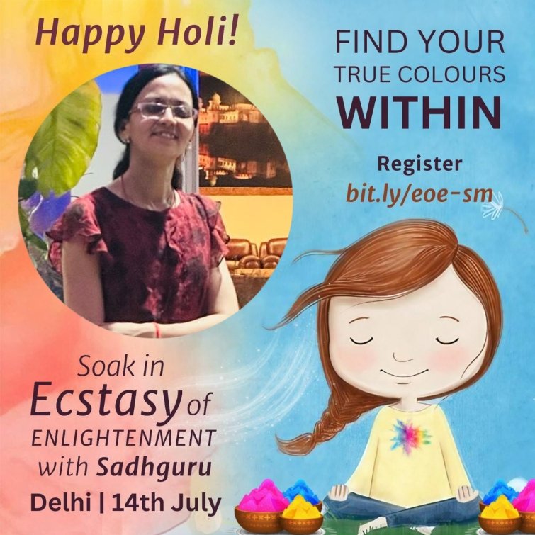 dhispreadvibes's tweet photo. #EoEDelhi #Holi #Exuberance #Festivibes #Balance This #Holi.register to be with Sadhguru in Delhi bit.lyeoe-sm https://t.co/EgVfmee3Z0