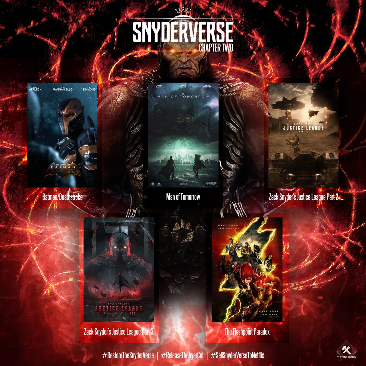 SnyderQueen_'s tweet image. Would you be happy if they ended the SnyderVerse like this with 5 more movies? #RestoreTheSnyderVerse