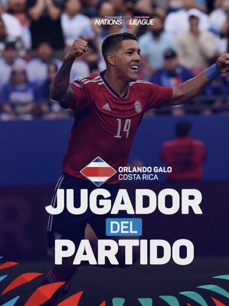 Equilibrio, lucha y fútbol: Orlando Galo, baluarte de La Sele🇨🇷 🥇MVP 90'⏰ 1 gol⚽️ 2 remates a marco 88% efectividad pases (29/33) 80% efectividad pases largos (4/5) 50% duelos ganados 2 robos 4 recuperaciones 3 faltas recibidas/2 cometidas