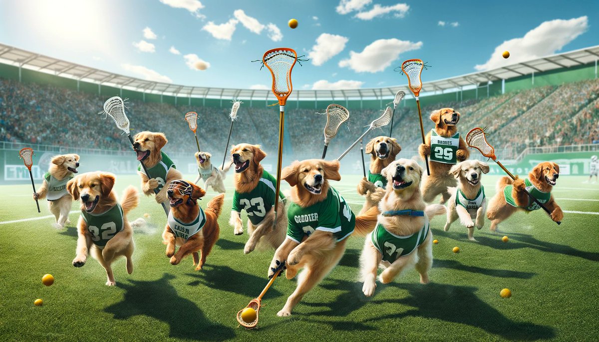 Good Morning

When my dog catches the ball, I tell him he's the best lacrosse player of all the dogs in the world. 

#AIArtwork #Lacrosse #GoldenRetreiver #GoldenRetrievers #Dog #Dogs #GoodMorning