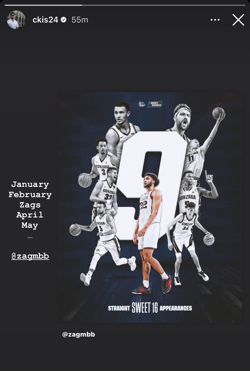 TheoLawson_SR's tweet photo. Instagram reactions from Drew Timme, Corey Kispert, Andrew Nembhard and Killian Tillie to #Gonzaga’s win, ninth straight Sweet 16 appearance.

Timme: “Not bad for a down year.” https://t.co/aEe6fgrYwV