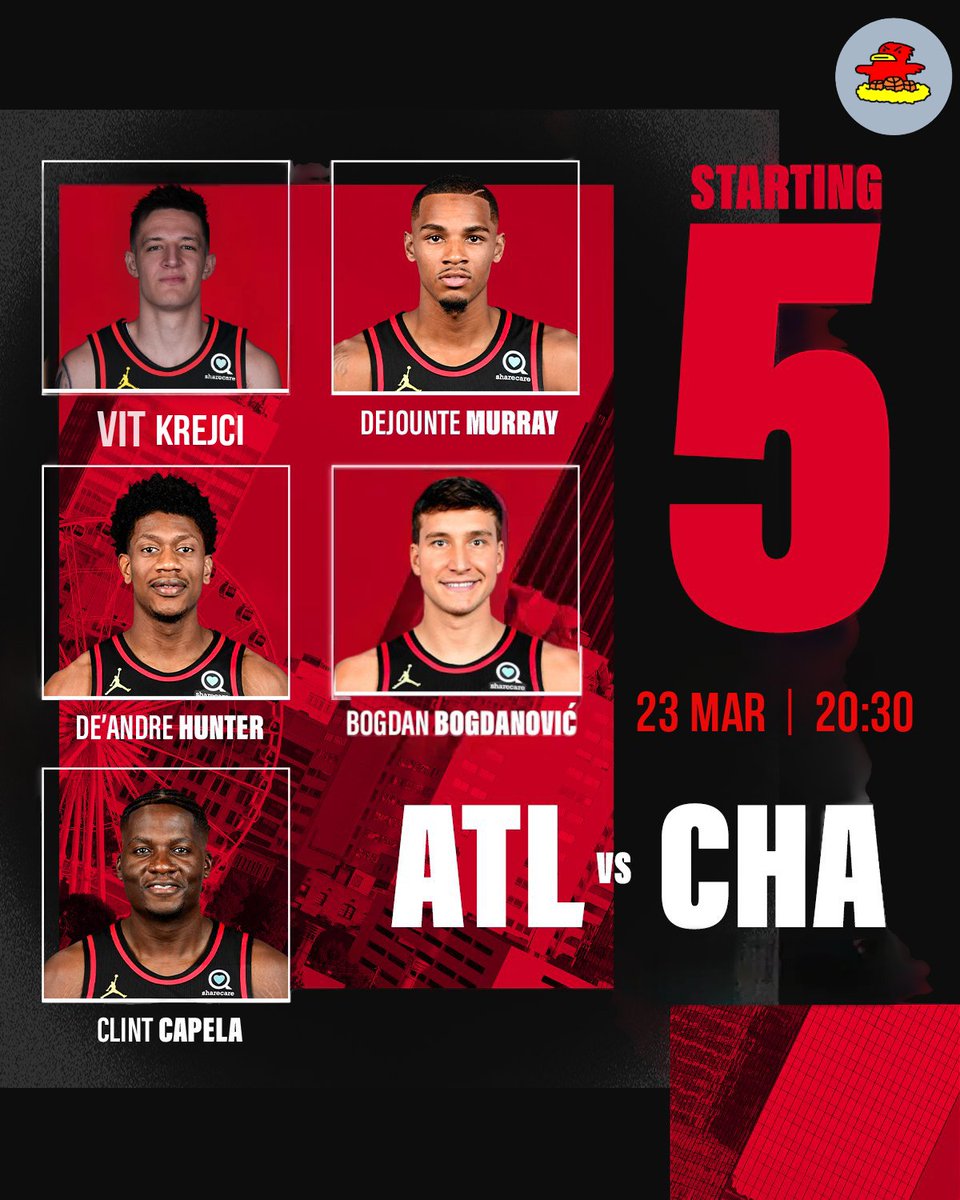 ATLHawksBrz's tweet photo. Starting ๐
#TrueToAtlanta| #ATLvsCHA https://t.co/003ul2ajf7