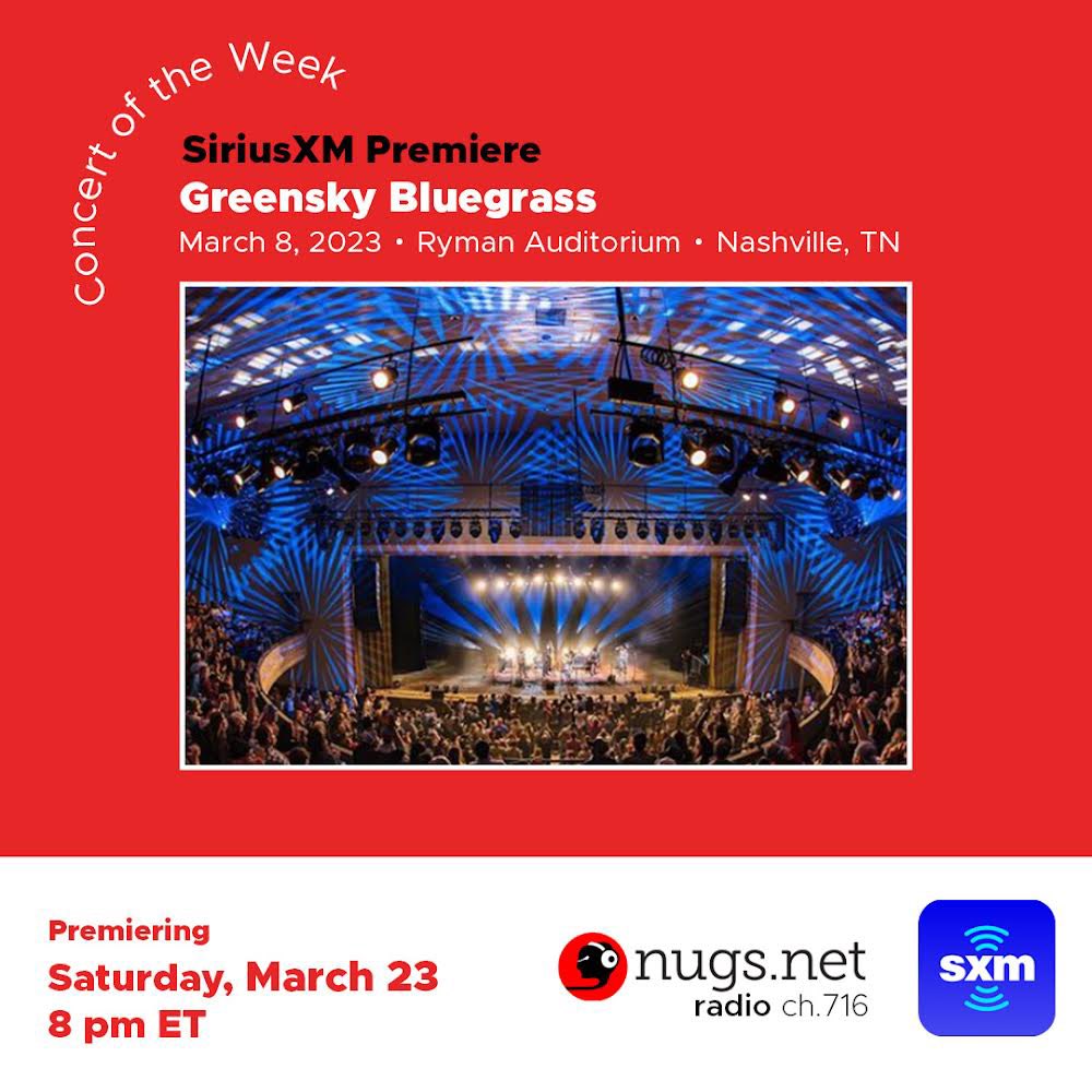 Tune in to @nugsnet radio (SXM ch. 716) tonight at 8pm ET to hear our show, Friday 3/9 from the Ryman Auditoroum, in its entirety! Our entire winter tour is now available to stream on nugs.net