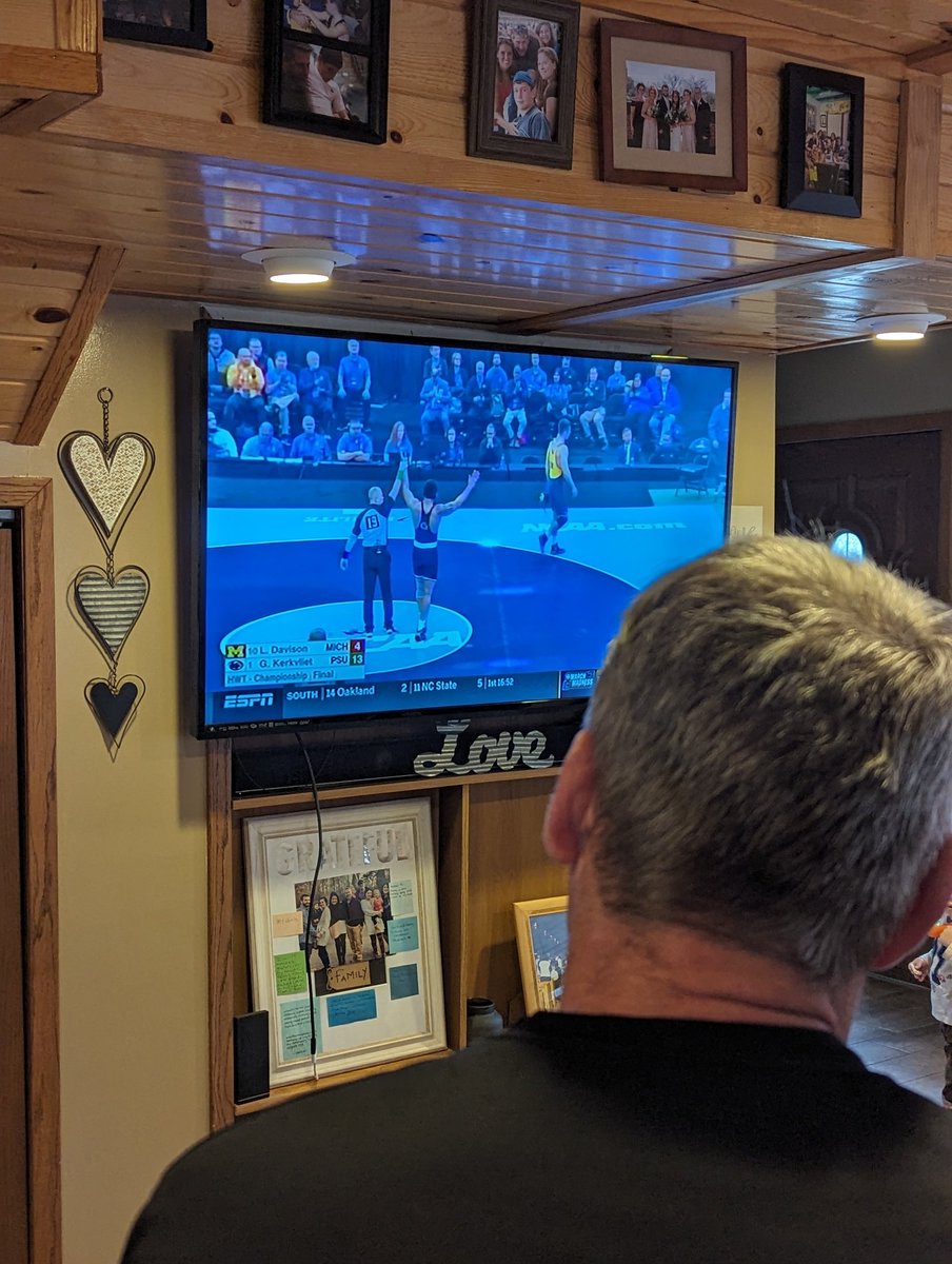 Coach Short watching his 1st, and Simley's 1st, NCAA DIVISION 1 NATIONAL CHAMPION!!!!!!!! GREG KERKVLIET, 285lb National Champion