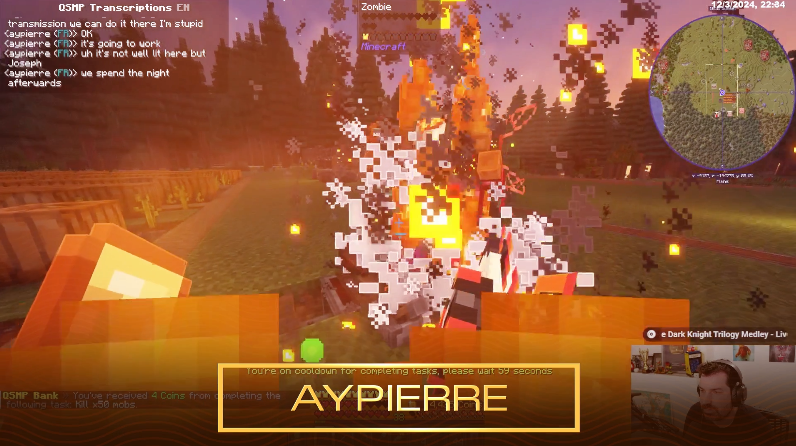 CONGRATULATIONS, AYPIERRE, FOR BEING THE PLAYER WITH THE MOST MOB KILLS. GET THEM! #QSMP