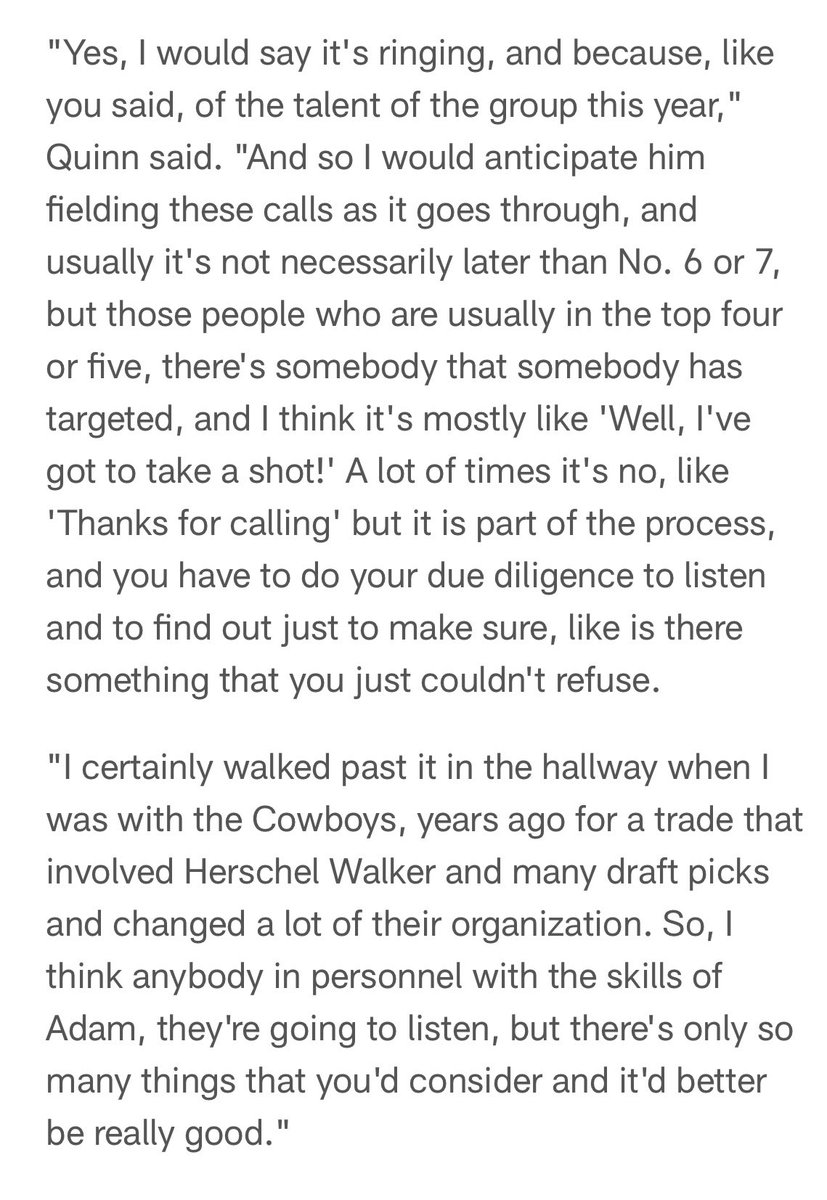 TomPelissero's tweet photo. With Caleb Williams widely viewed as a lock to go No. 1 overall in next month’s draft, is the phone ringing at No. 2? 

Dan Quinn told me yes … but it’d take a lot to get the #Commanders to consider moving.

https://t.co/viwzhsSFqu https://t.co/sEV6PrJnha