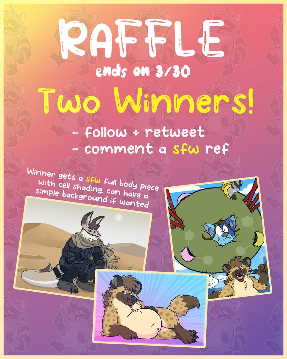 Wooh!! 6k raffle! Thank you all for the love and support on all my stuff, it means the world to me! Be sure to - Follow + RT - Comment an SFW ref TWO winners will be chosen, and they will win a sfw fullbody piece with the option of a simple background ✨Good luck everyone!✨