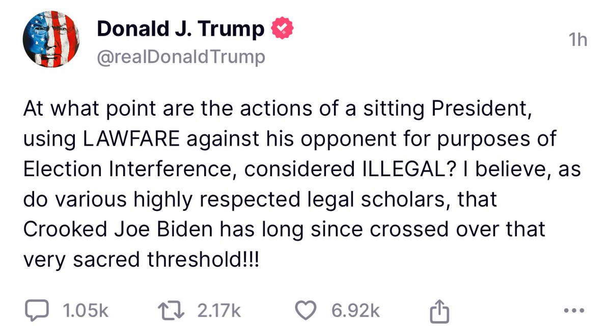 President Trump posted this on Truth Social today.