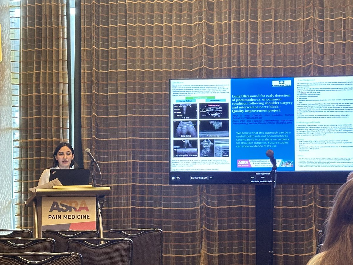 Nour presenting at ASRA2024
<a href="/Nour1HC/">Nour El Hage Chehade, MD 🇱🇧🇺🇸</a> <a href="/sammstamperMD/">Samantha Stamper</a> <a href="/johnseifseif/">John Seif MD, MBA</a> <a href="/waelalisakr/">Wael Ali Sakr Esa</a> <a href="/HarshaKNair/">Harsha</a> <a href="/ClevelandClinic/">Cleveland Clinic</a> <a href="/MagedArgalious/">Maged Argalious</a> <a href="/ChrisTroianos/">Chris Troianos</a> #ASRASPRING24 <a href="/ASRA_Society/">ASRA Pain Medicine</a>