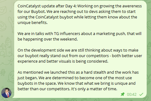 Day 4 update for $CCOIN: