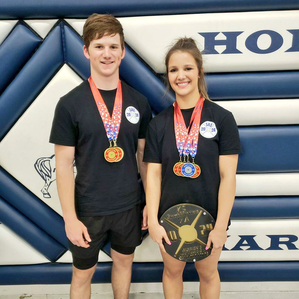 Seniors from Sedan Luke Hert and Abigail Campbell, both back to back state champions 🥇🥇 #SEKelite #SEKstate