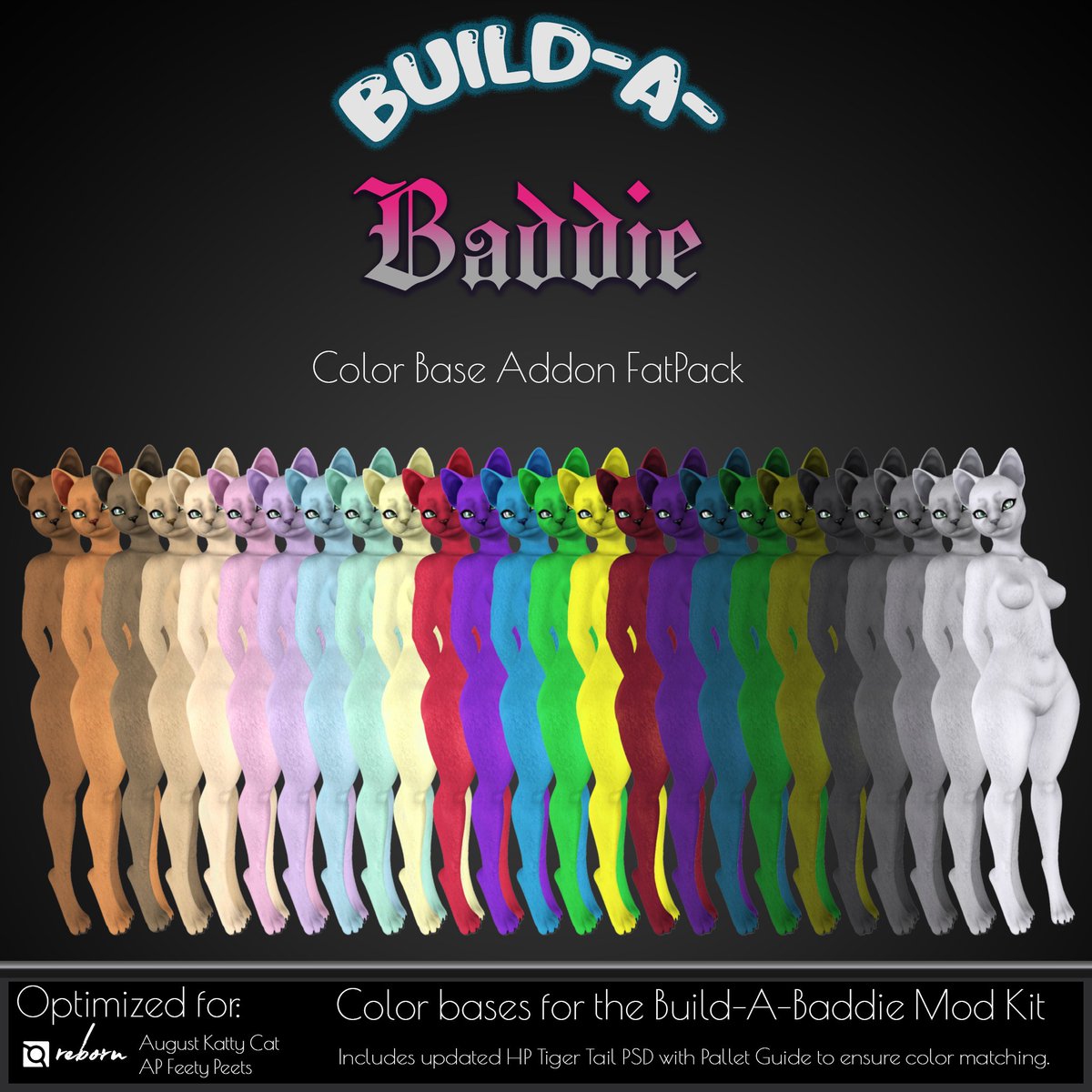 BrawenKG's tweet image. Coming Monday March 25 at @ModifyEvent !
The first official add-on for the Build-a-Baddie Mod Kit.
Colored skin bases!

In celebration of the BaB debut and the last week of Modify, the BaB Kit and Baddie Tabbies mega fatpack will be 50% off from the 25th until the 31st!