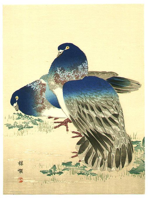 'Blue Pigeons’. 
Kōno Bairei (1844-1895) was born and lived in Kyoto #Japan