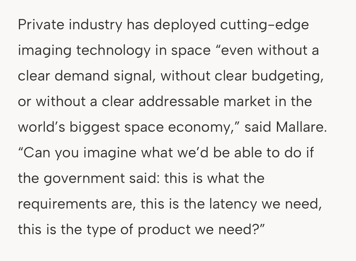 New from Space News, with a nice quote from my boss “Private satellite operators make case for helping military track ground targets As the U.S. military looks to replace spy planes, companies tout commercial constellations for battlefield awareness” spacenews.com/satellite-oper…