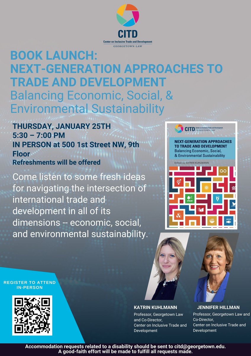 Have been quiet here but busy writing on sustainable &amp; inclusive trade &amp; development + gender, &amp; food security.  Recently launched book of papers from my Georgetown Law writing seminar to share my students' exciting work.  Thread w/ other papers, also at papers.ssrn.com/sol3/cf_dev/Ab…