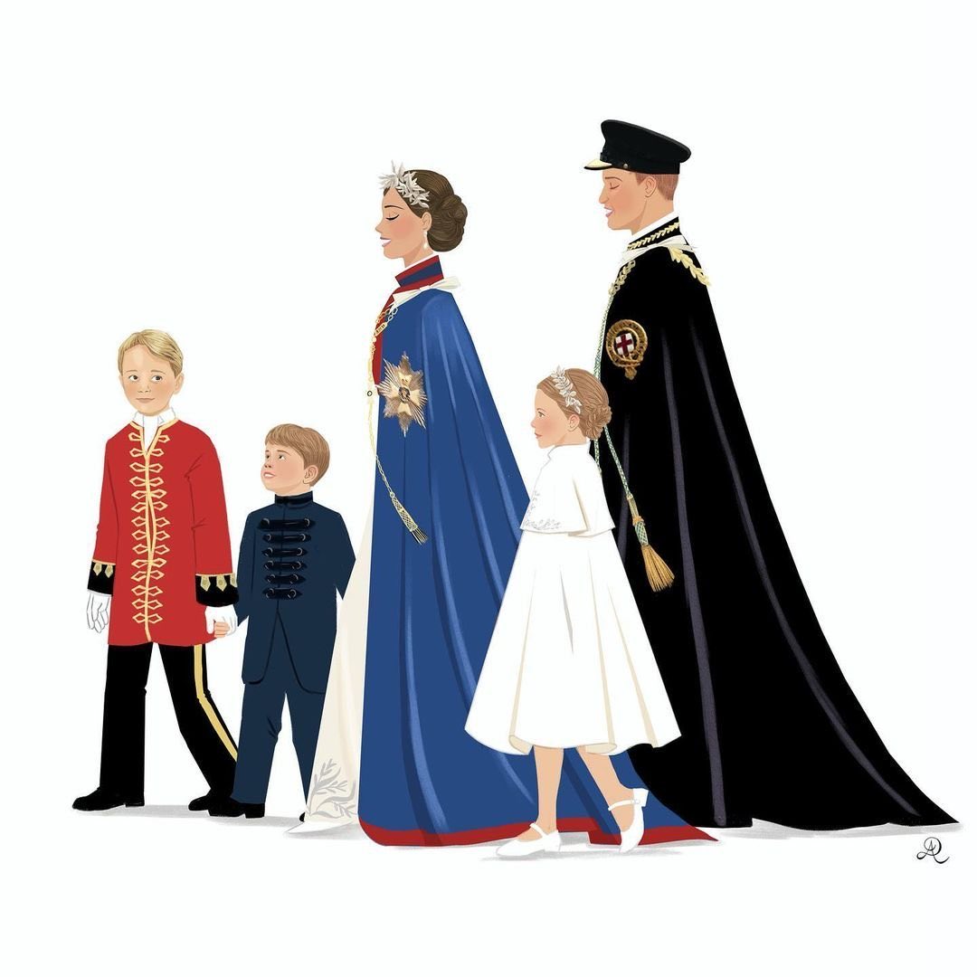 I don't know who made this beautiful portrait. Would love to give credit. #IstandwithWilliamandCatherine #ThePrincessofWales #ThePrinceofWales  #PrinceGeorge #PrincessCharlotte #PrinceLouis