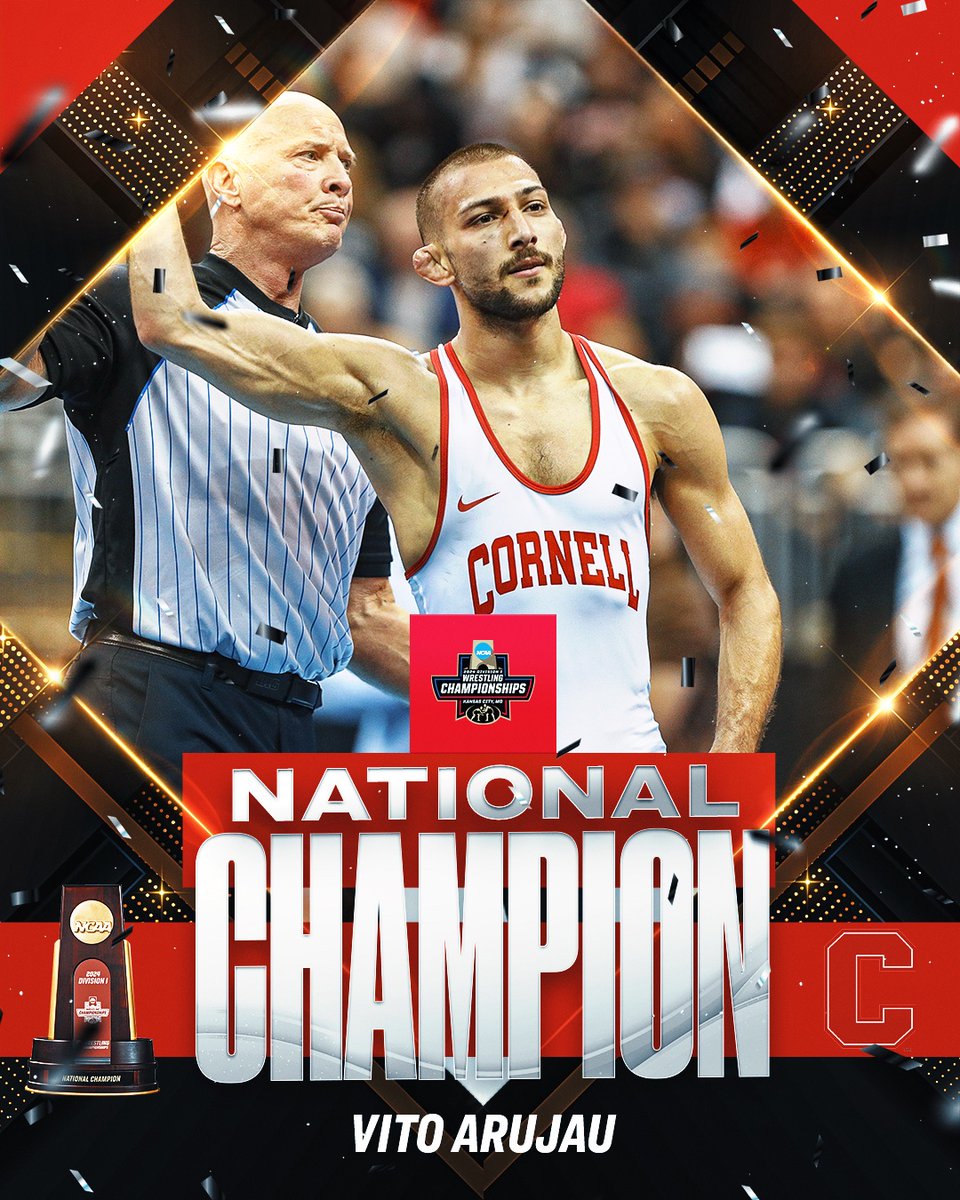 Vito Arujau is a back-to-back NATIONAL CHAMPION! #NCAAWrestling x @BigRedWrestling