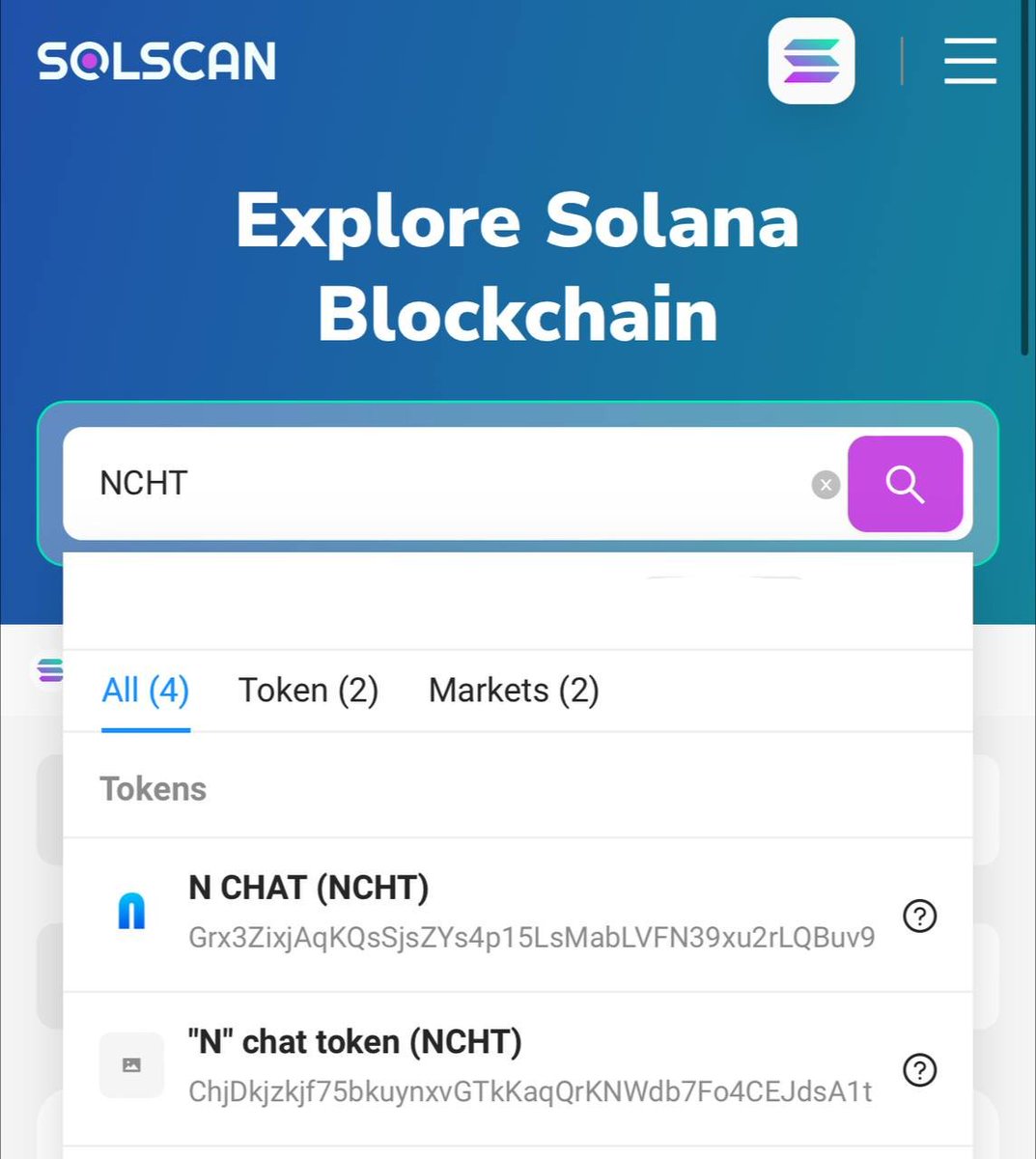 Warning ❗️

Scammers they create fake tokens that look like $NCHT

Be vigilant and check the contract address: 

Grx3ZixjAqKQsSjsZYs4p15LsMabLVFN39xu2rLQBuv9