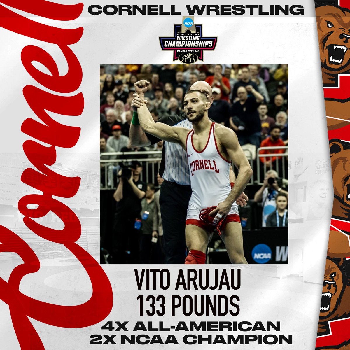 BigRedWrestling's tweet image. What a win by @varujau to become a TWO-TIME NCAA CHAMPION!