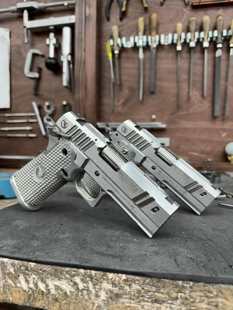 Double Stack 3.8” Treasurers 😍 Saw these two beauty’s being built in the shop the other day. Full length dust cover, bull barrel, big crown, and optics ready!