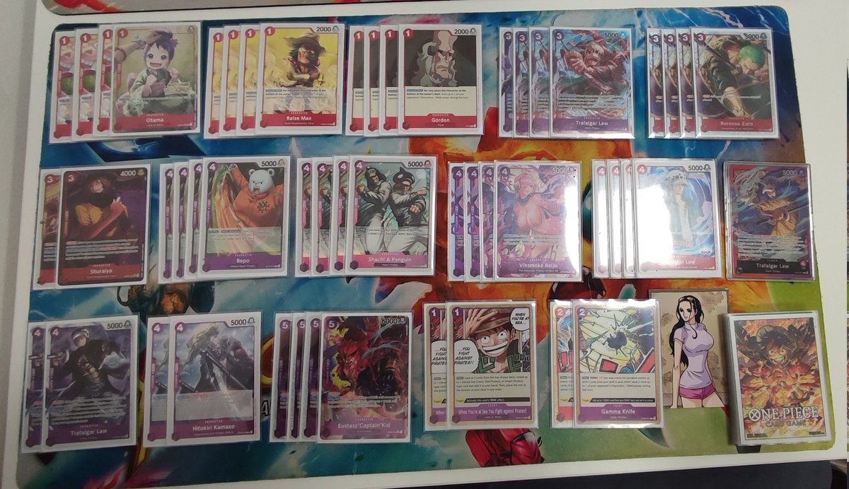 Still working on Law r/p for op06.
Another run, another 4-1.

Mu:
Moria: ❌
Nami: ✅
No Show: ✅🥲
Yamato Sky: ✅
Reiju: ✅

Added some spicy to the list, really in love with 3cost searcher law

#onepiecetcg #ONEPIECECARDGAME #ONEPIECE