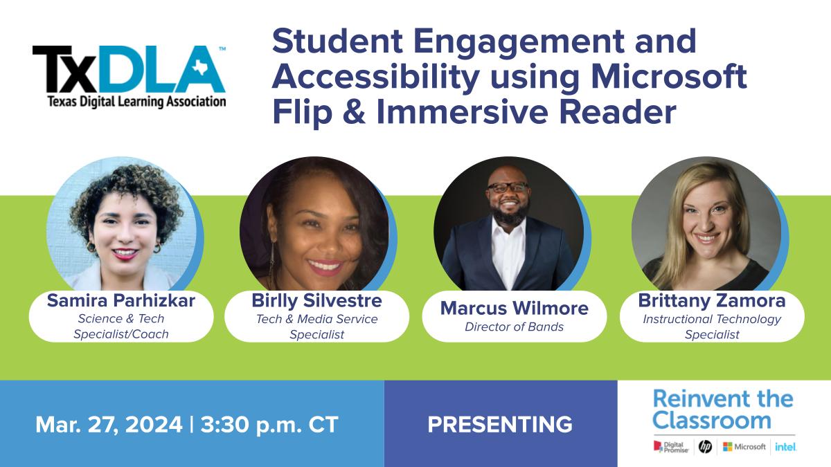 Super excited 😀😀to present alongside some fantastic colleagues. If you are free and in the area, come join us! Shout out to 🔊🔊 <a href="/DigitalPromise/">Digital Promise</a> <a href="/OpalHFord/">Opal Harrison Ford</a> &amp; <a href="/AEMA_JDMS/">Academy of Energy, Medicine and Aerospace at JDMS</a> for their ongoing support. #TxDLA #EducationInnovation #ReinventTheClassroom #InclusiveEducation