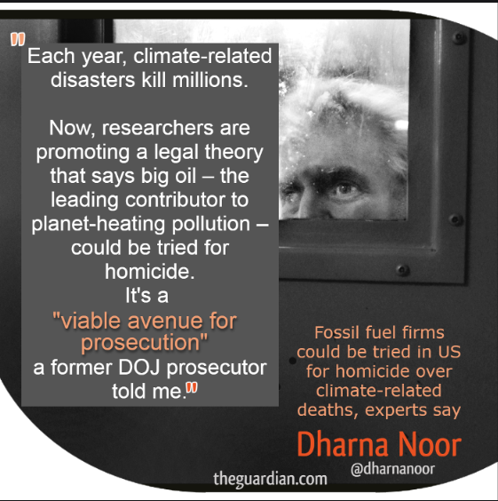 #LockThemUp 
Big Oil could be tried in US for homicide 
#ClimateCrisis 
“I strongly support the effort to go after these bastards,”
Christopher Rabb
 'Public Citizen' Researcher
theguardian.com/us-news/2024/m….