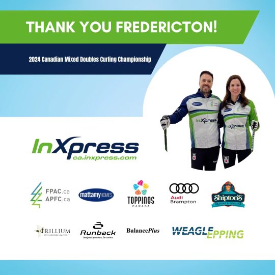 Thank you to everyone who made the Canadian Mixed Doubles Curling Championship a success, including the organizers and fans!

We wouldn’t be able to do this without the support of our family, friends, and generous sponsors. Thank you for your belief and support ❤️