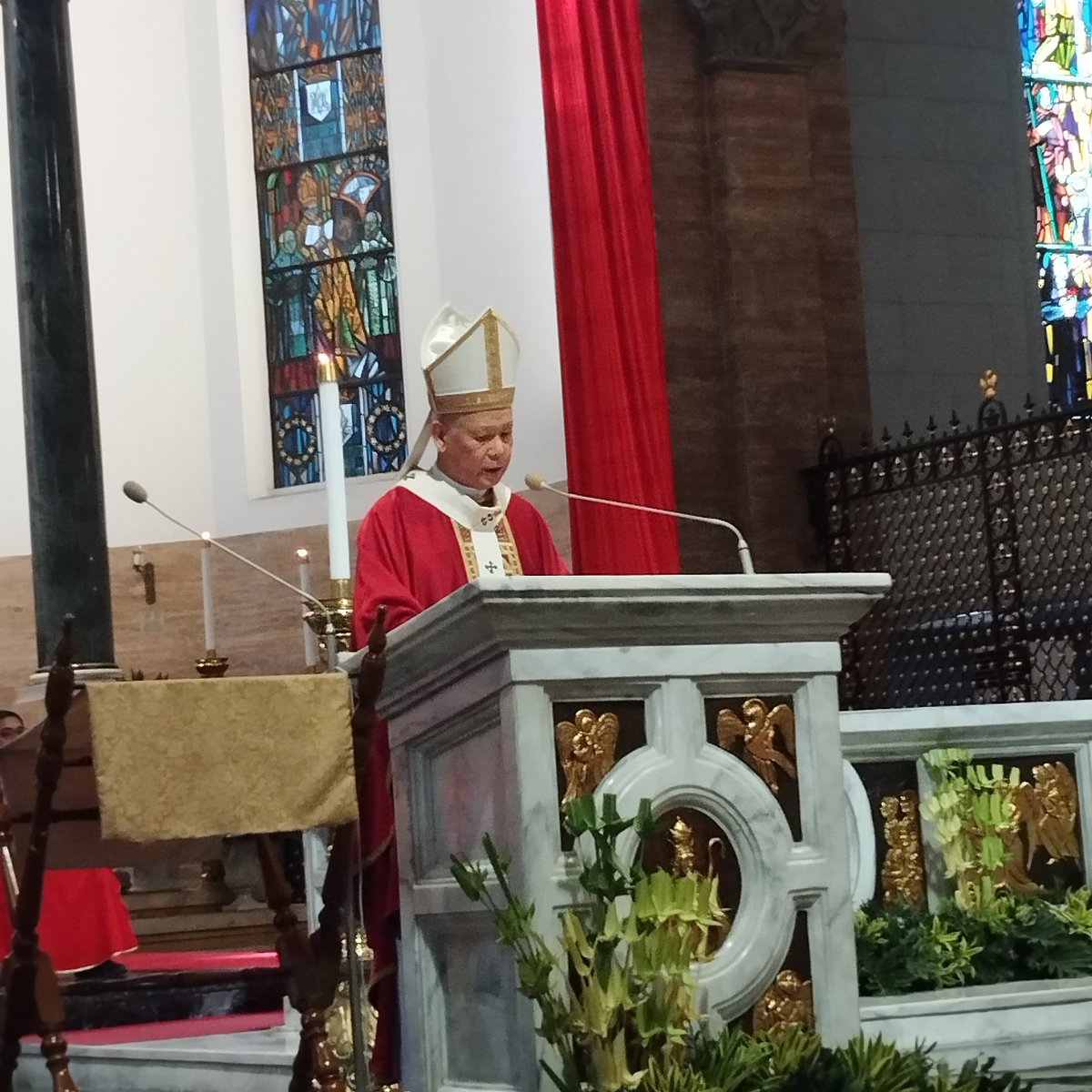 jhengmm's tweet image. Manila Archbishop Jose F Cardinal Advincula presides the Palm Sunday Mass at the Manila Cathedral. 
#RCAM #AOC