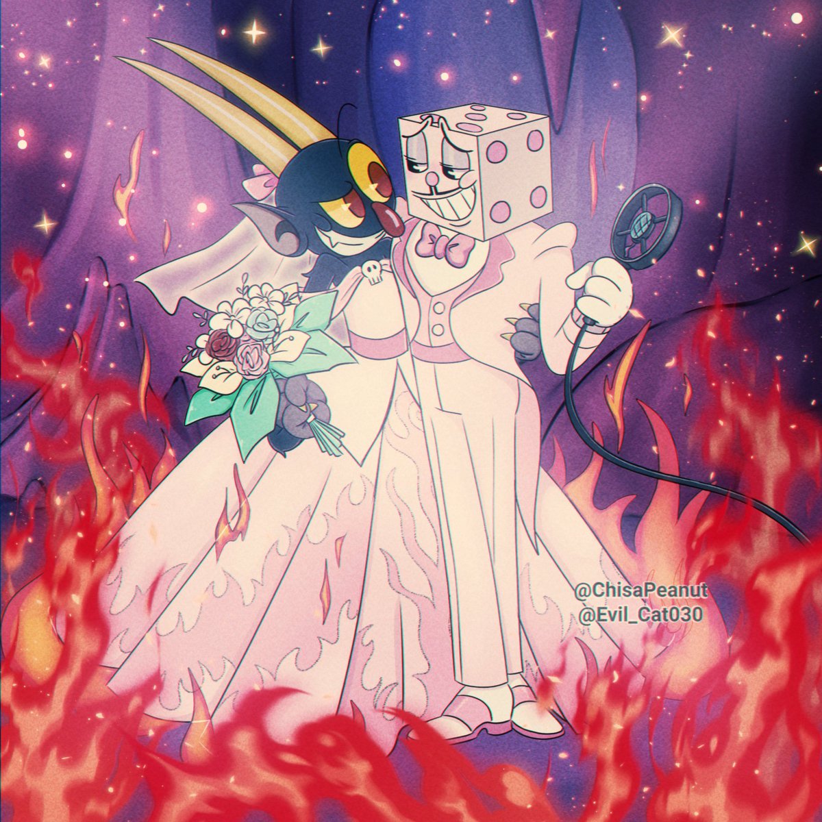 Evil_Cat030's tweet photo. Collaboration with @ThePeanutable
I love this collaboration!!😍💖💕💕
and I love how you drew them too!!🖤💜✨
#Cuphead #TheCupheadShow #KingDice #Devil #devildice #CupheadShow #RENEWTHECUPHEADSHOW
#AVeryDevilWedding https://t.co/FQRAPL6vb7