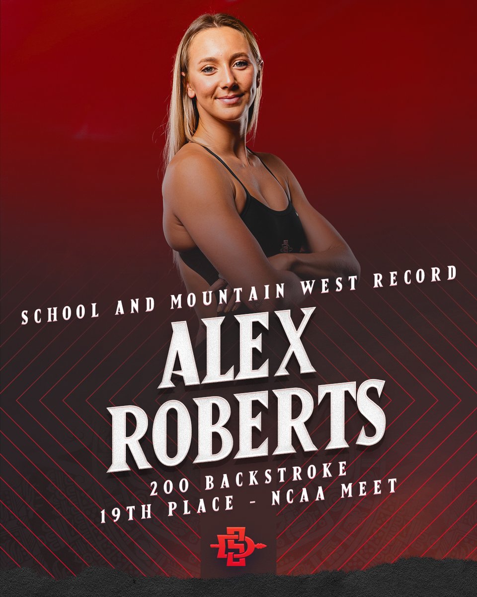 Congrats to Alex Roberts, who improved on her school and #MW record with a career-fast time of 1:52.76 in the preliminaries of the 200 backstroke on Saturday at the NCAA Championships. #GoAztecs 📰 Recap: tinyurl.com/2rrujs98