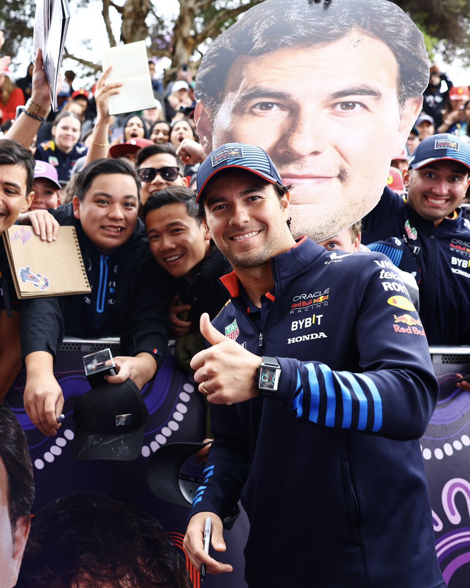 redbullracing's tweet photo. A morning stroll down Melbourne Walk for Checo 🤗
We love you, Australia 🇦🇺 https://t.co/Wn0PVKxH1Q
